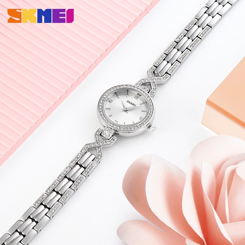 SKMEI 1738 Branded Watches For Women Silver Watch